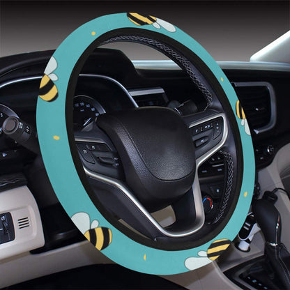 Bee With Dot Print Design LKS309 Steering Wheel Cover with Elastic Edge