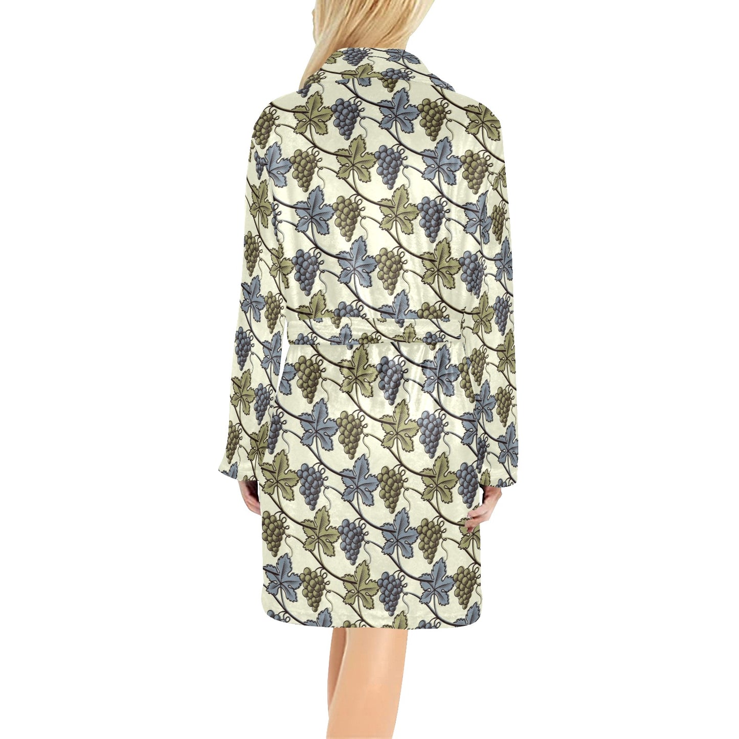 Grape Pattern Print Design GP03 Women's Fleece Robe