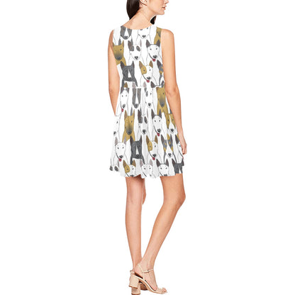 Bull Terriers Pattern Print Design 03 Sleeveless Dress