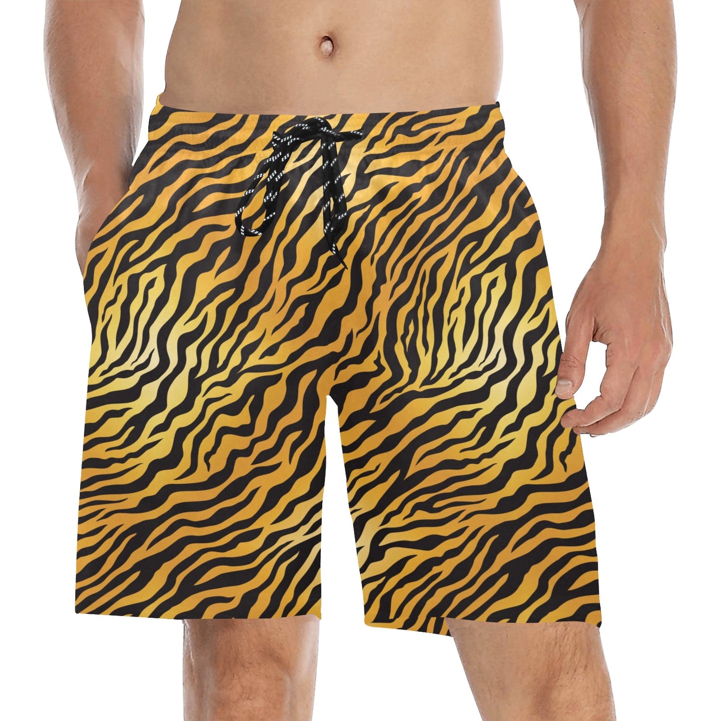Tiger Print Design LKS302 Men's Swim Trunks Beach Shorts