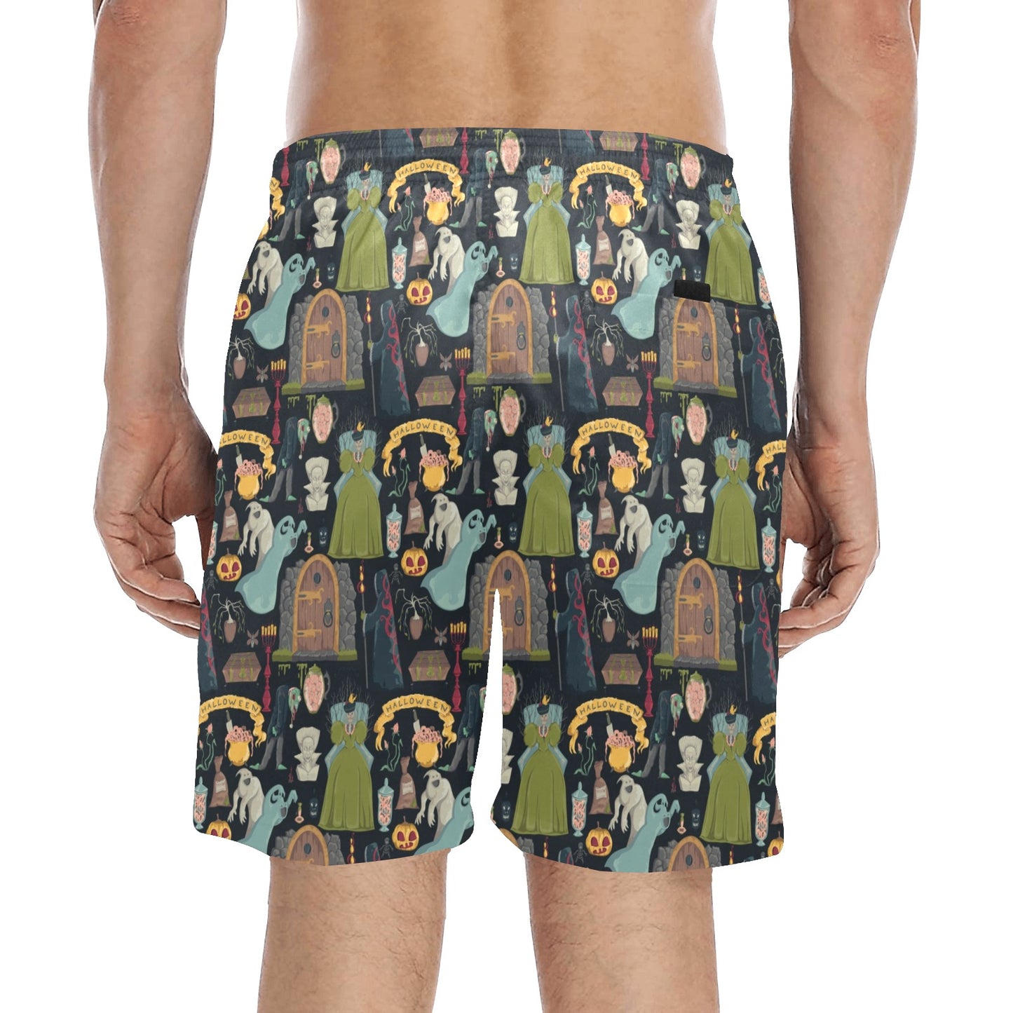 Creepy Halloween Print Design LKS304 Men's Swim Trunks Beach Shorts