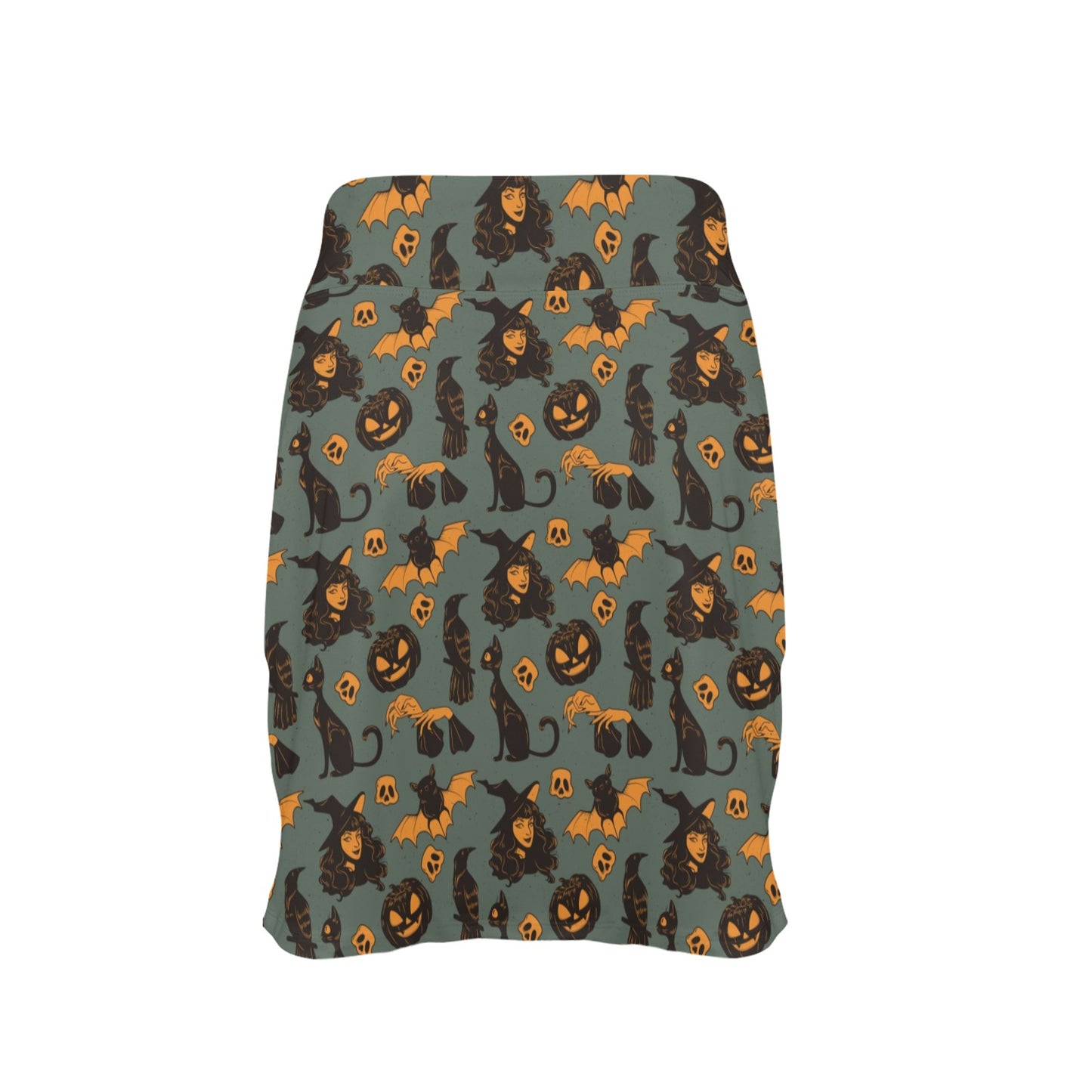 Witch Bat Halloween Print Design LKS305 17" Golf & Pickleball Skort with Pockets