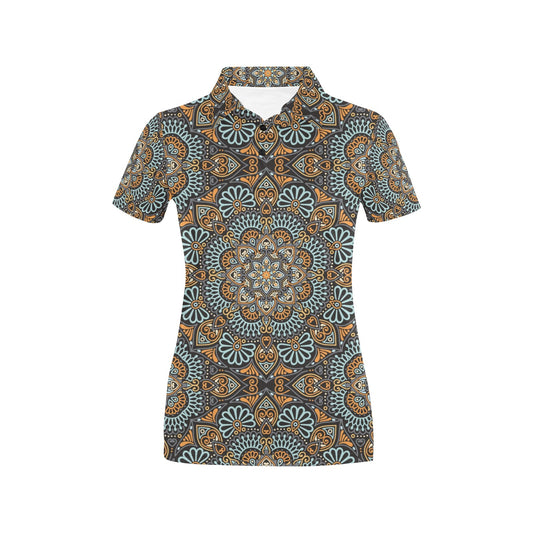 Mandala Pattern Print Design 05 Women's Polo Shirt