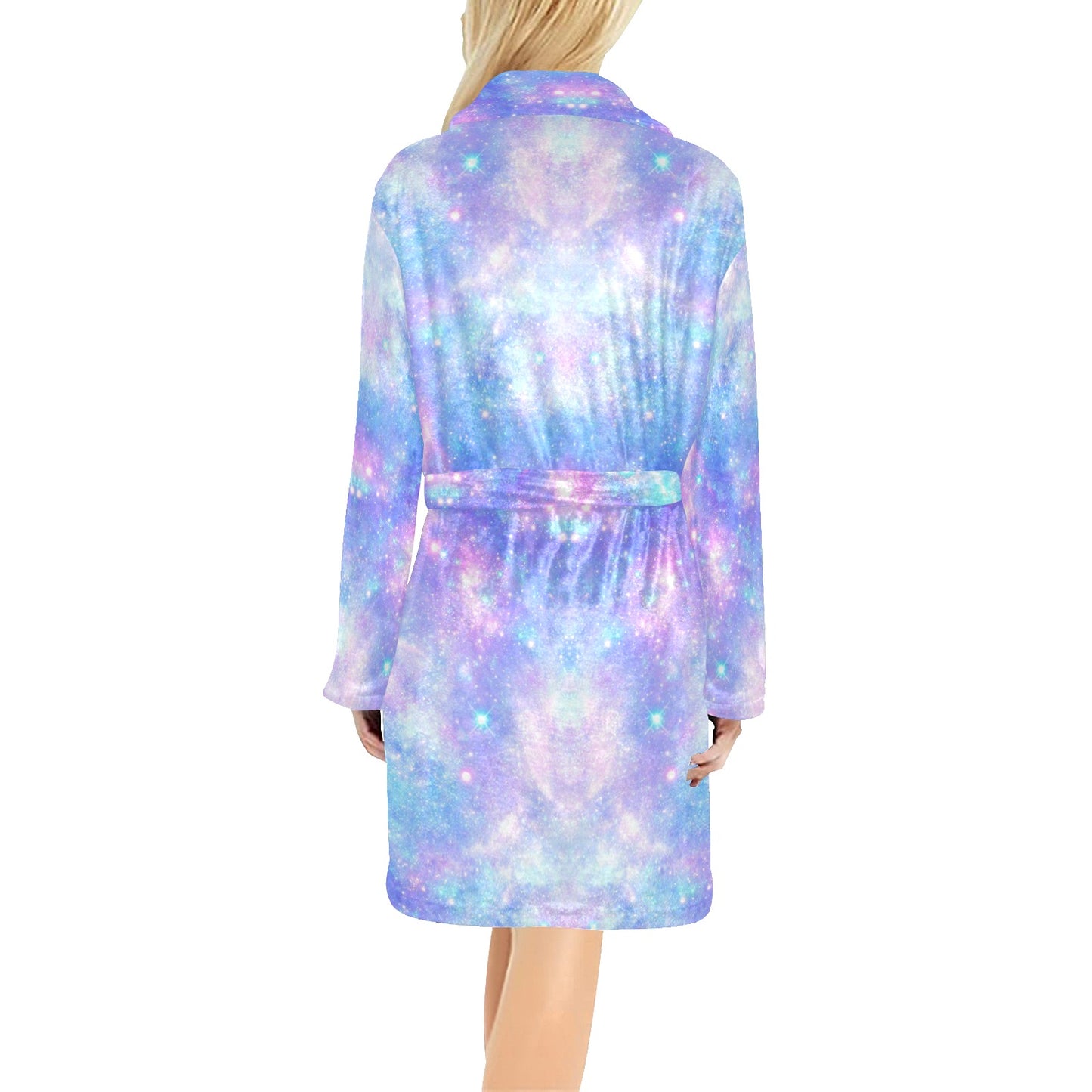 Galaxy Stardust Pastel Color Print Women's Fleece Robe