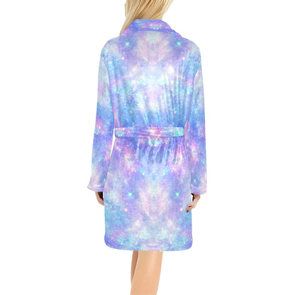 Galaxy Stardust Pastel Color Print Women's Fleece Robe