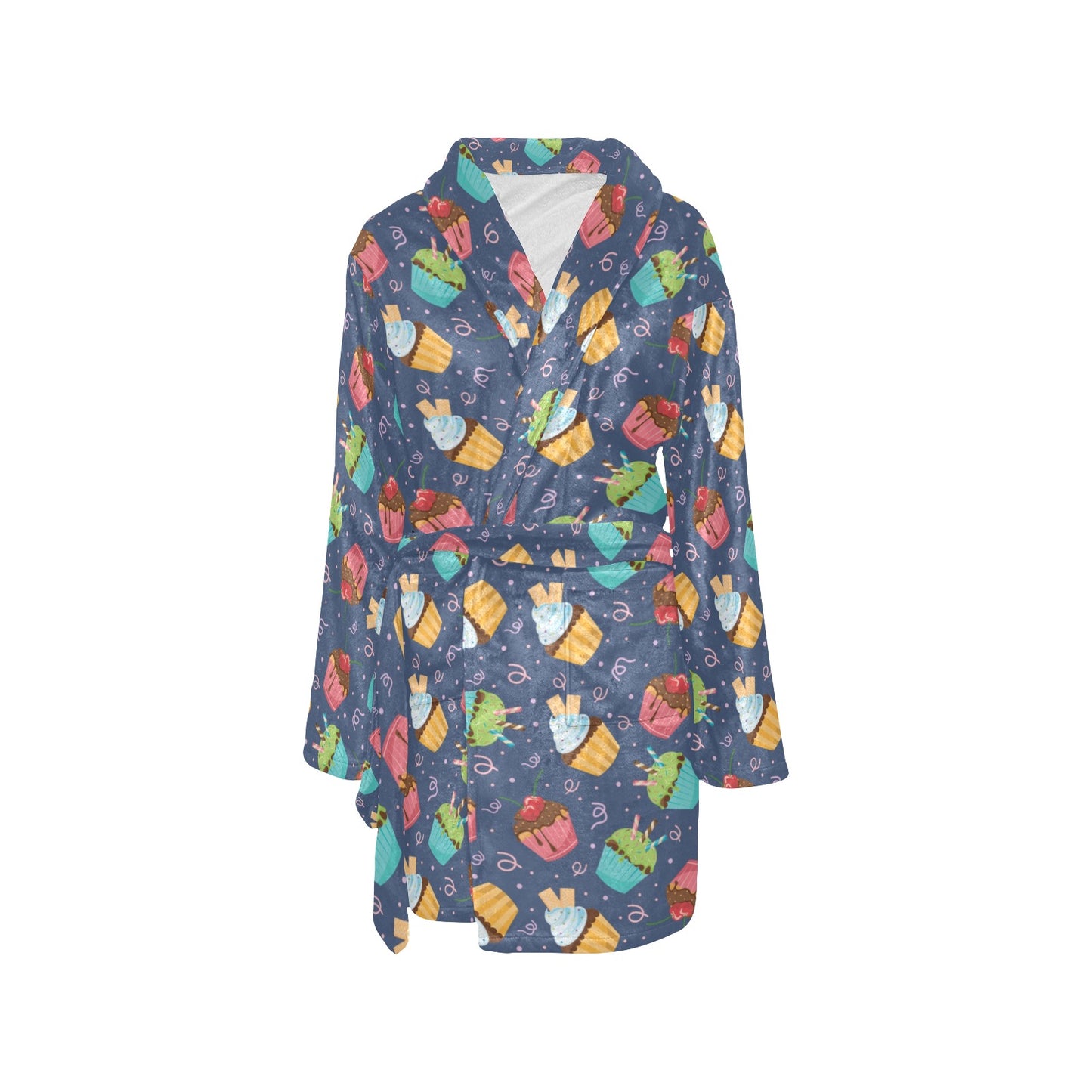 Cupcake Pattern Print Design 02 Women's Fleece Robe