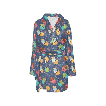 Cupcake Pattern Print Design 02 Women's Fleece Robe