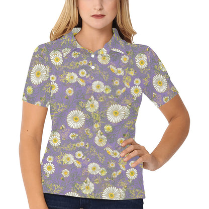 Daisy Pattern Print Design DS011 Women's Polo Shirt
