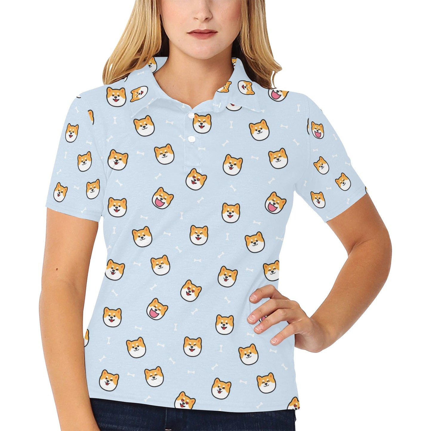 Shiba Inu Print Design LKS3012 Women's Polo Shirt