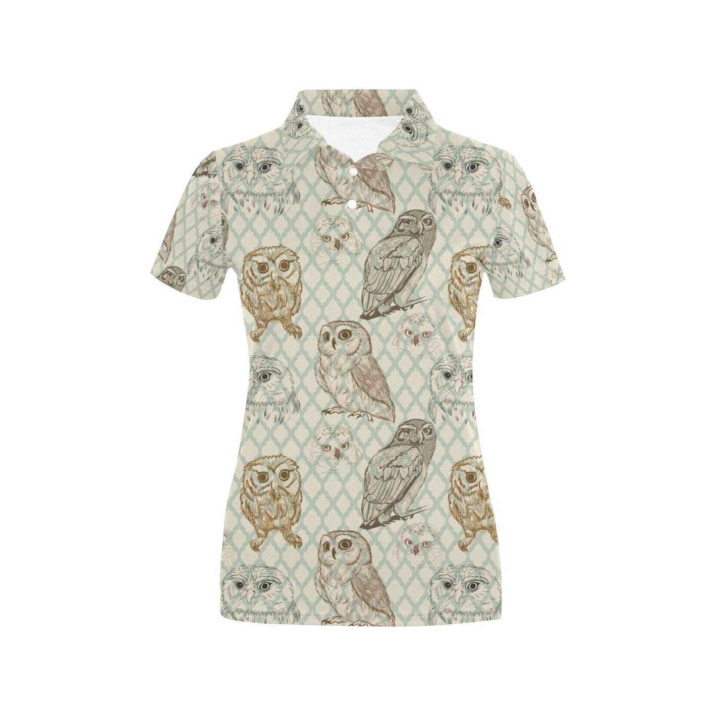Owl Pattern Print Design A03 Women's Polo Shirt