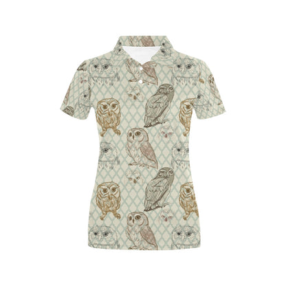 Owl Pattern Print Design A03 Women's Polo Shirt