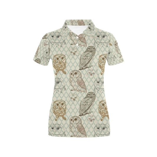 Owl Pattern Print Design A03 Women's Polo Shirt
