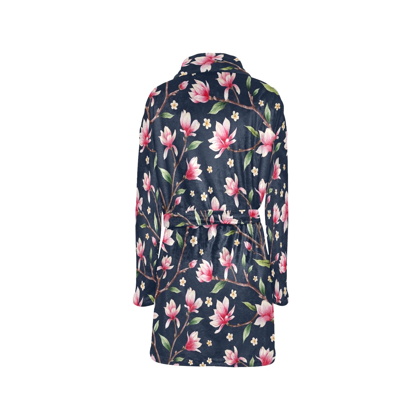 Magnolia Pattern Print Design MAG09 Women's Fleece Robe