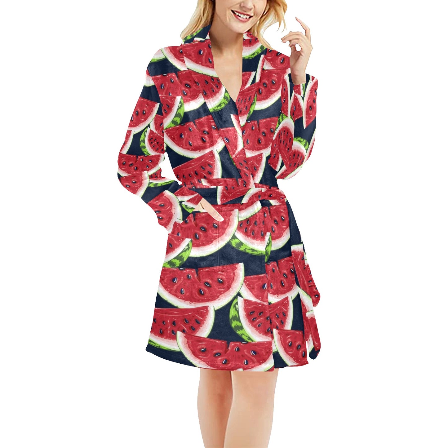 Watermelon Pattern Print Design WM011 Women's Fleece Robe