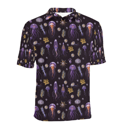 Seaweed With Jelly Fish Print Design LKS305 Men Polo Shirt
