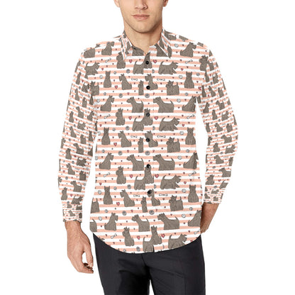 Scottish Terriers Print Design LKS3016 Men's Long Sleeve Dress Shirt