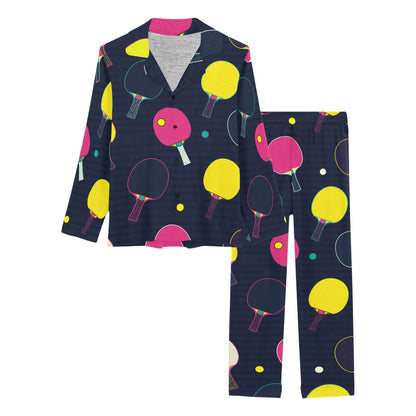 Ping Pong Pattern Print Design A04 Women's Long Pajama Set