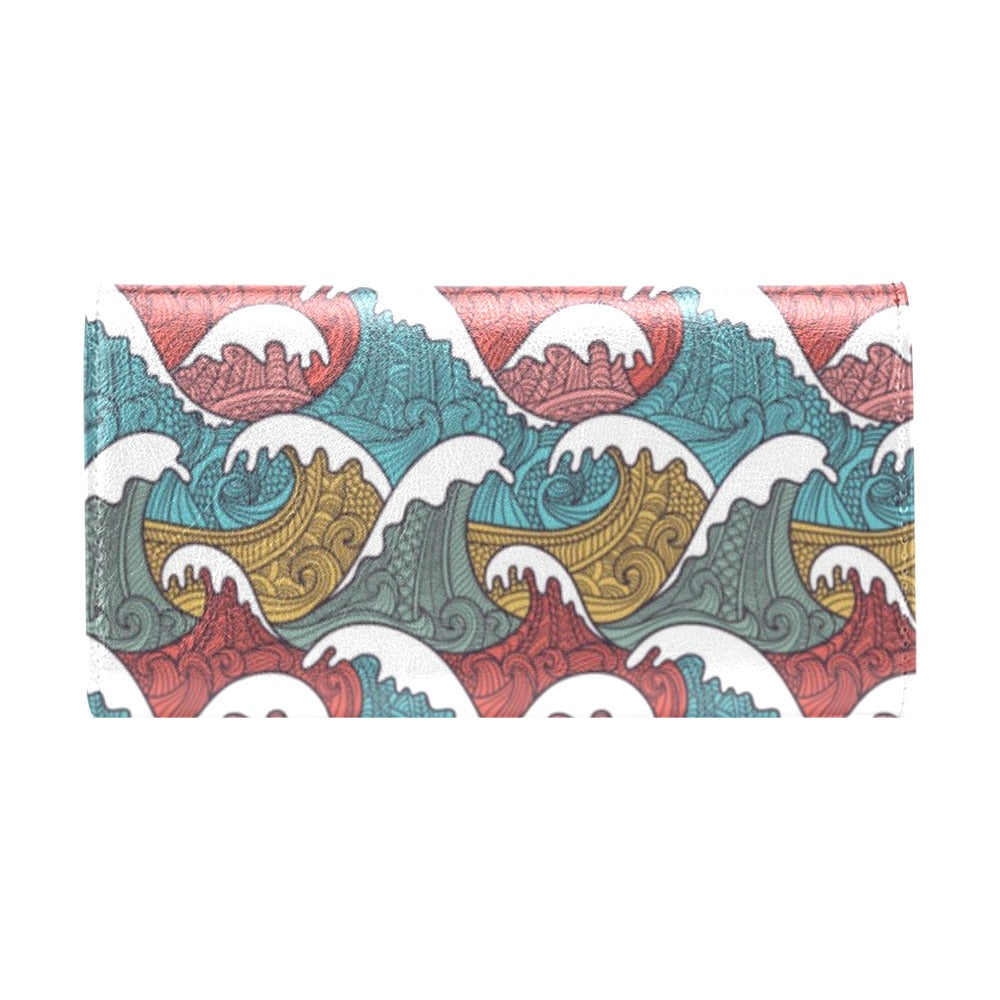 Tribal Wave Pattern Print Women's Trifold Wallet