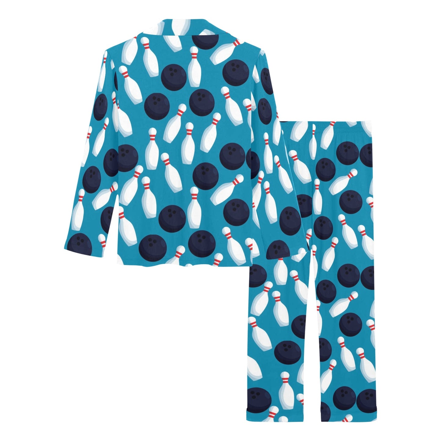Bowling Pin Pattern Print Design 010 Women's Long Pajama Set