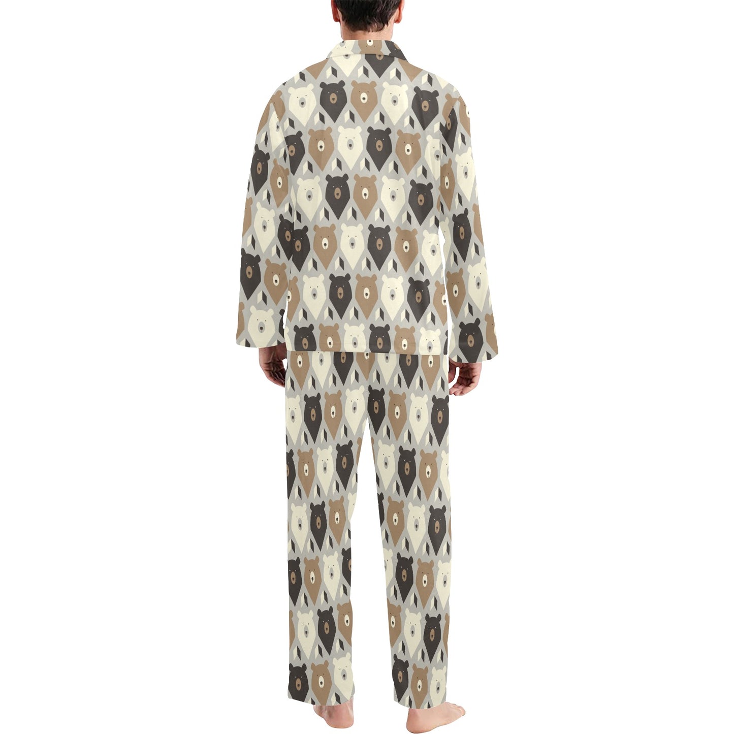 Bear Pattern Print Design 04 Men's Long Pajama Set