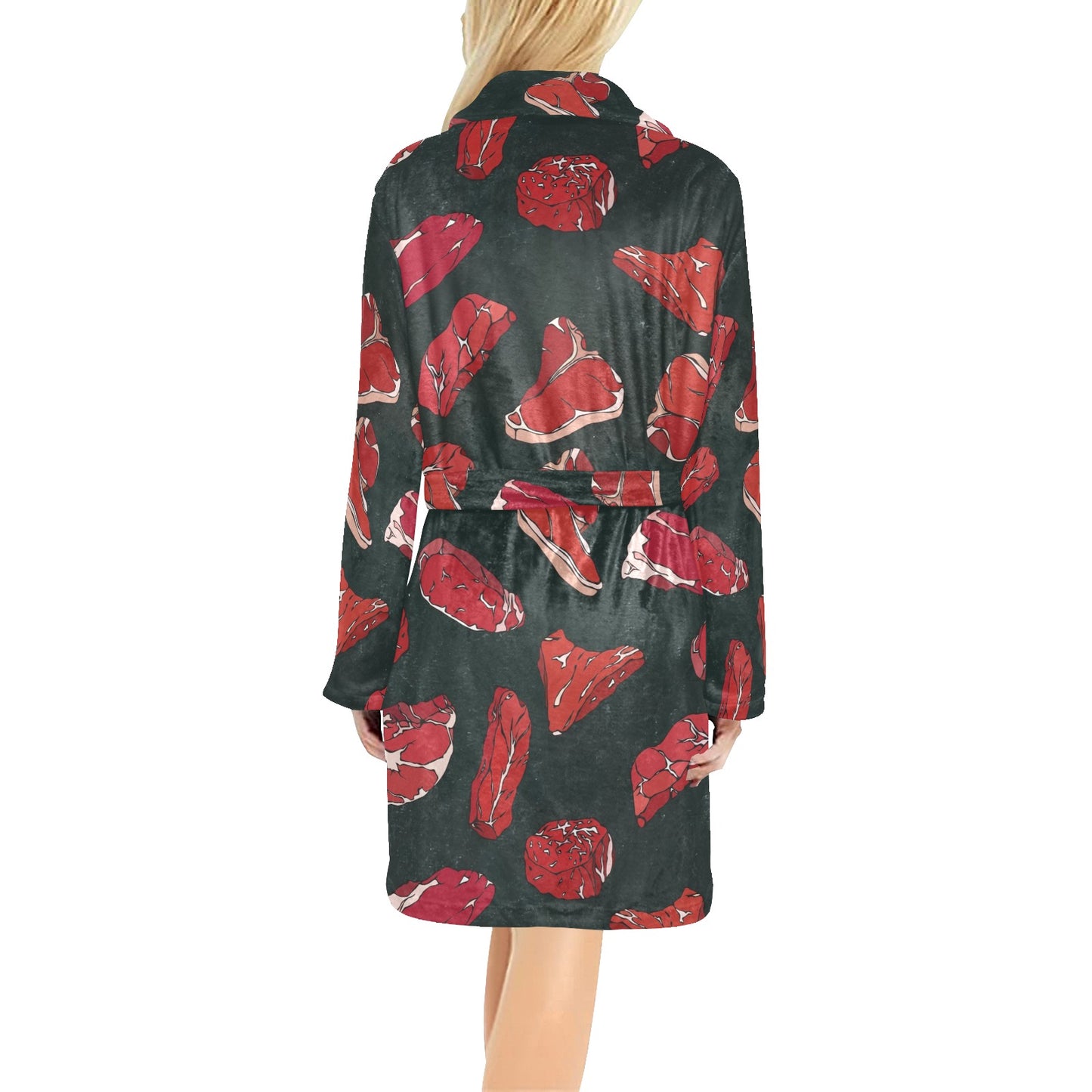 Meat Pattern Print Design 01 Women's Fleece Robe
