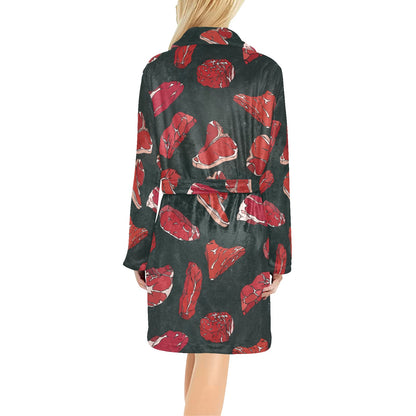 Meat Pattern Print Design 01 Women's Fleece Robe