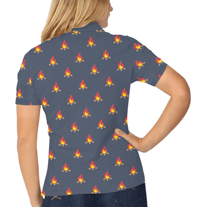 Campfire Pattern Print Design 02 Women's Polo Shirt