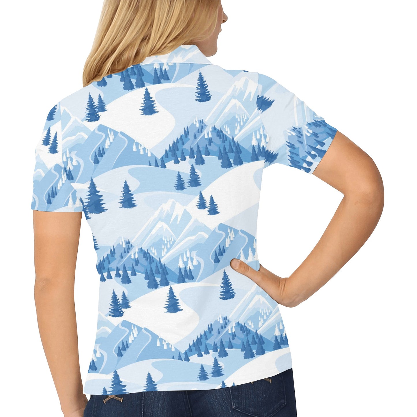 Mountain Pattern Print Design 03 Women's Polo Shirt