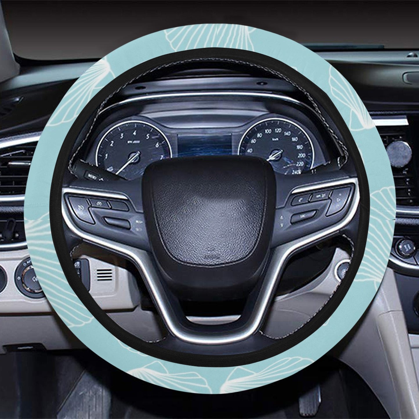 Seashell Print Design LKS3010 Steering Wheel Cover with Elastic Edge