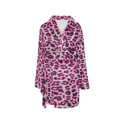 Leopard Pattern Print Design 02 Women's Fleece Robe