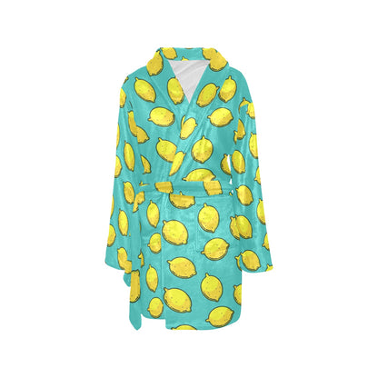 Lemon Pattern Print Design LM04 Women's Fleece Robe