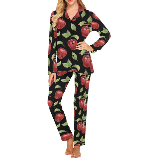 Apple Pattern Print Design AP011 Women's Long Pajama Set
