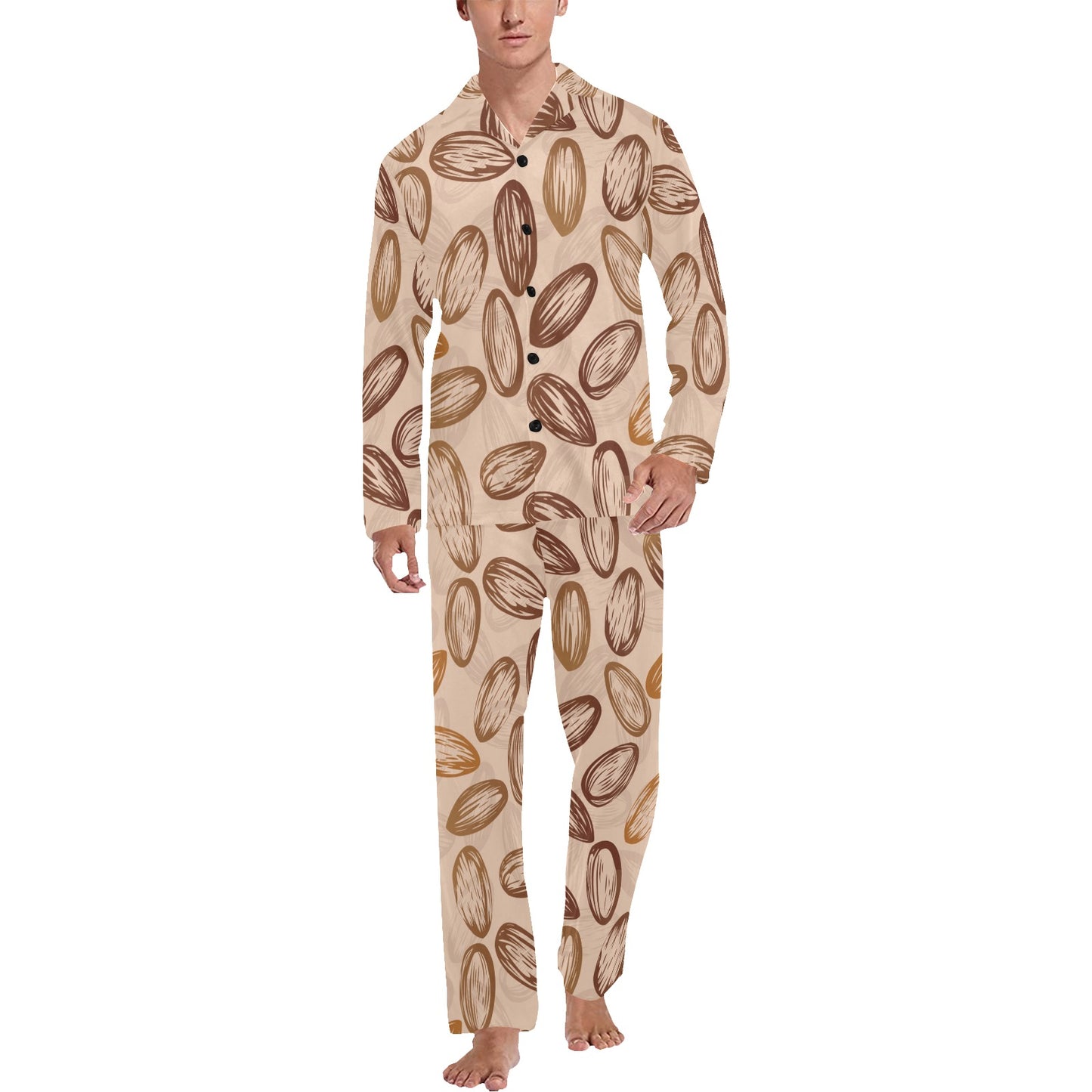 Almond Pattern Print Design 02 Men's Long Pajama Set