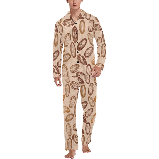 Almond Pattern Print Design 02 Men's Long Pajama Set