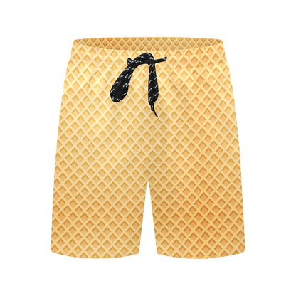 Waffle Texture Print Design LKS302 Men's Swim Trunks Beach Shorts