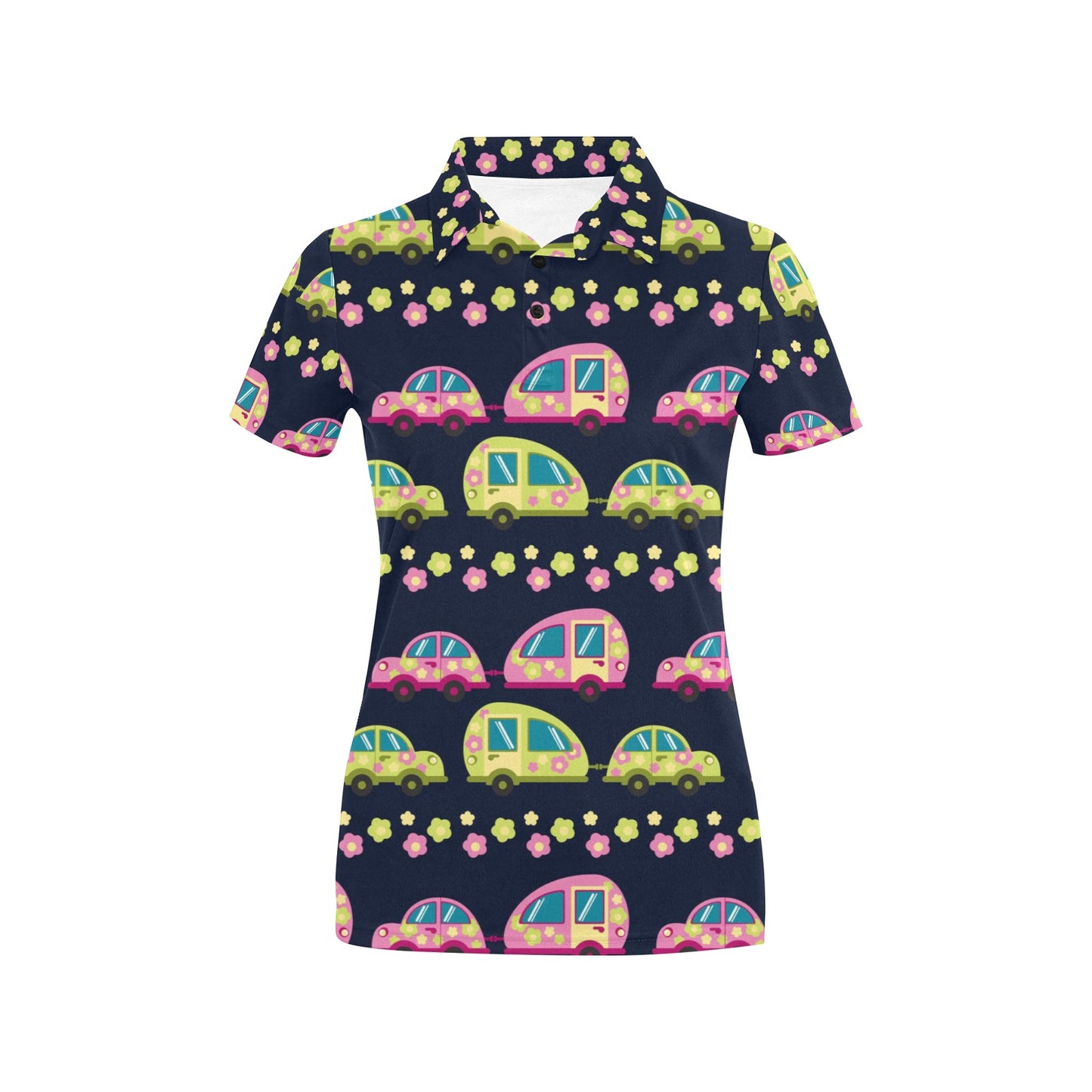 Camper Camping Ugly Christmas Design Print Women's Polo Shirt