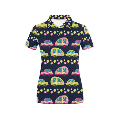 Camper Camping Ugly Christmas Design Print Women's Polo Shirt