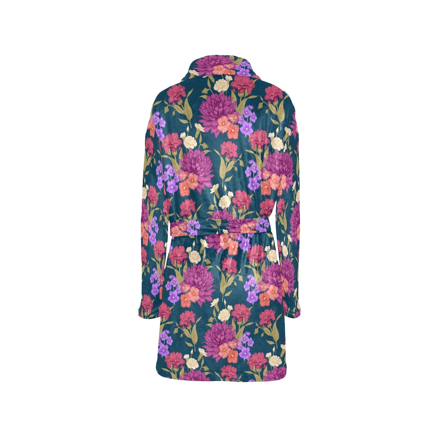 Dahlia Pattern Print Design DH01 Women's Fleece Robe