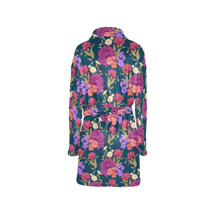 Dahlia Pattern Print Design DH01 Women's Fleece Robe