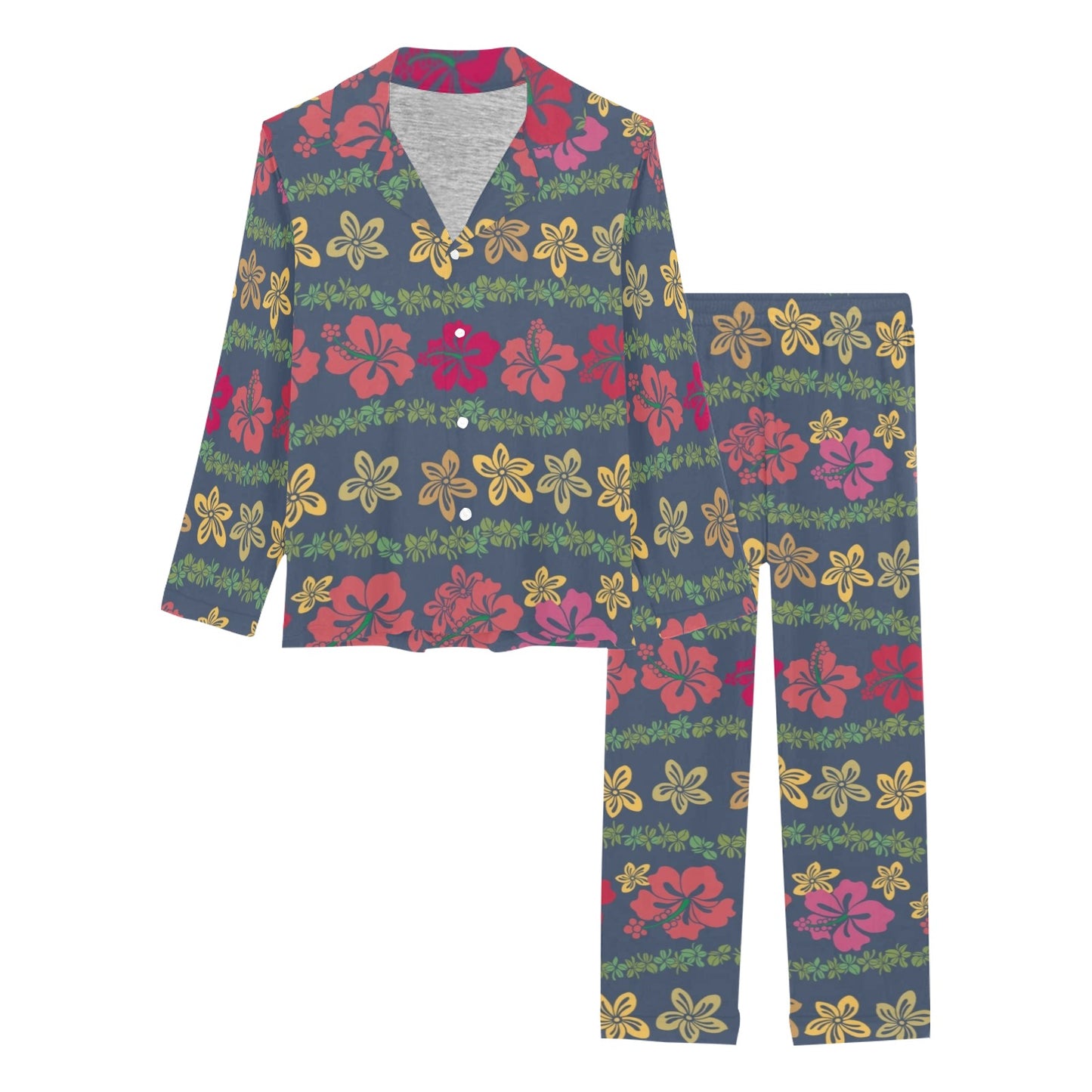 Hawaiian Themed Pattern Print Design H018 Women's Long Pajama Set