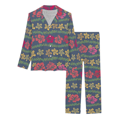 Hawaiian Themed Pattern Print Design H018 Women's Long Pajama Set