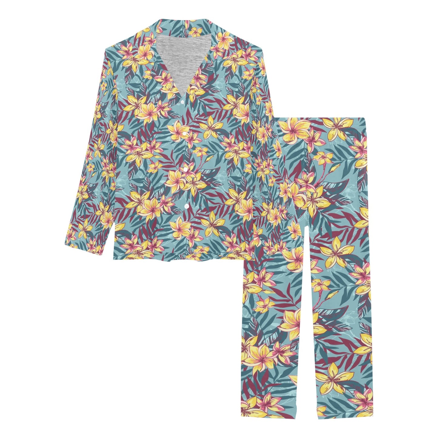 Summer Floral Print Design LKS304 Women's Long Pajama Set