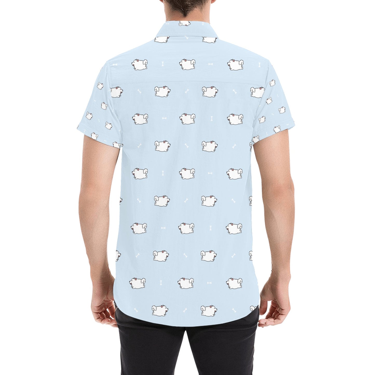 Samoyeds Print Design LKS302 Men Short Sleeve Button Up Shirt