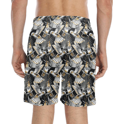 Hummingbird Gold Design Themed Print Men's Swim Trunks Beach Shorts