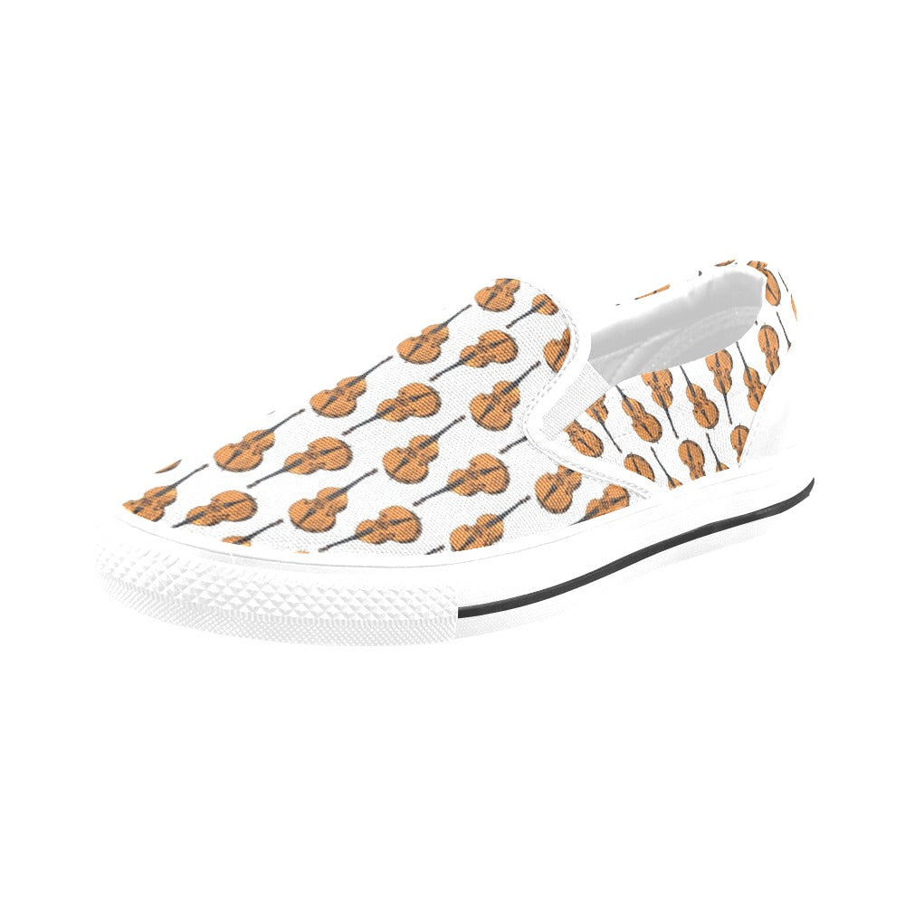Cello Print Design LKS403 White Slip Ons Canvas Women's Shoes
