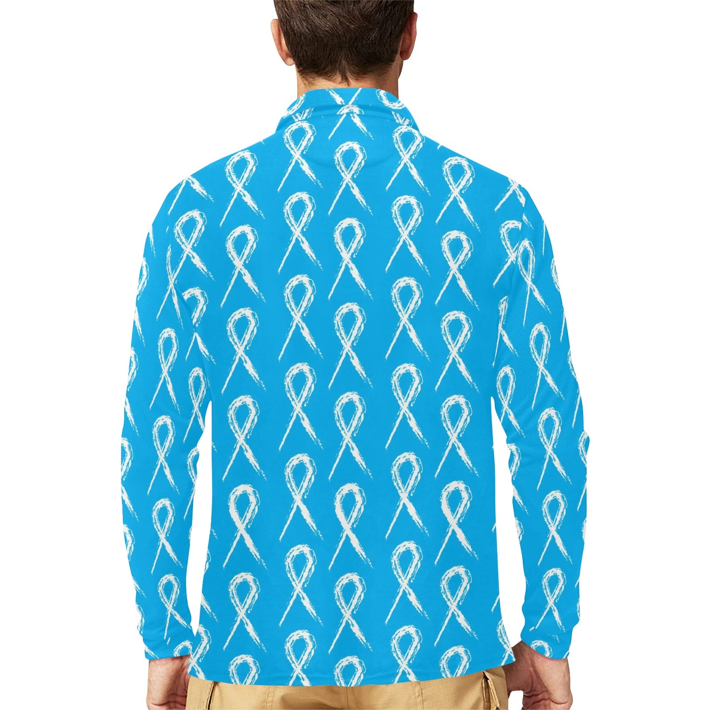 Prostate cancer Pattern Print Design A03 Long Sleeve Polo Shirt For Men's