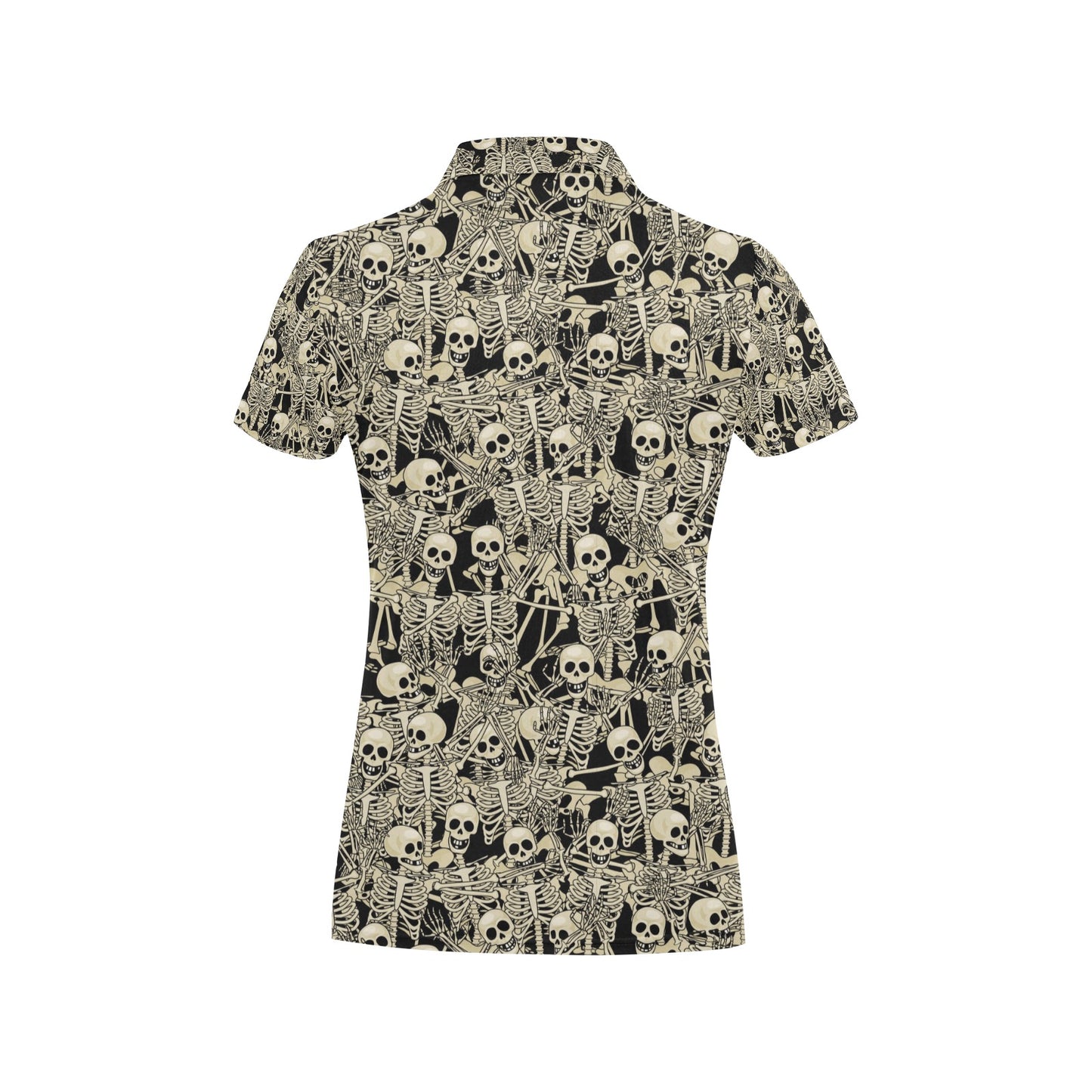 Skeleton Design Print Women's Polo Shirt