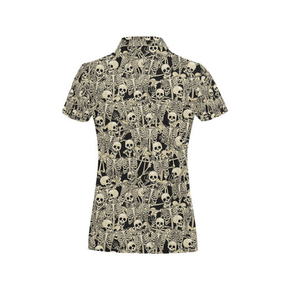 Skeleton Design Print Women's Polo Shirt