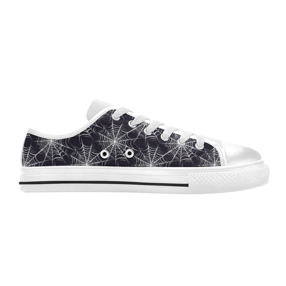 Spider Web Print Design LKS303 Women's White Low Top Shoes