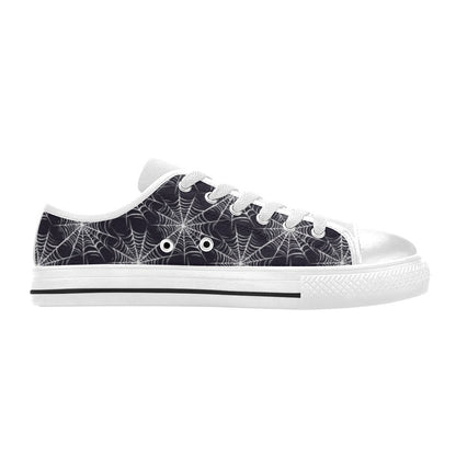 Spider Web Print Design LKS303 Women's White Low Top Shoes